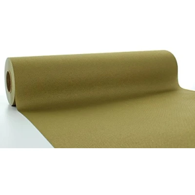 Afbeelding van Sovie Horeca Linclass Airlaid Tafelloper, goud, 40 cm x 24 m, effen wegwerptafelloper, perforatie om de 120 cm, ideaal voor decoraties