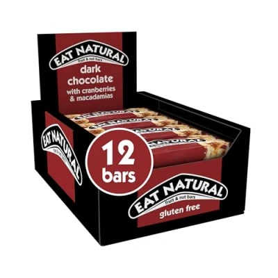 Afbeelding van Eat natural Fruit Bar Pure Chocolade Cranberries&amp;Macadamia Noten 12 x 45 gr