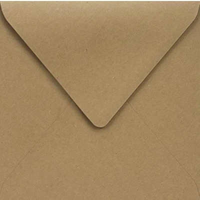 Afbeelding van Netuno 25 zandbruine vierkante kraftpapier enveloppen EKO Kraft 145x145mm puntige klep zonder venster gerecycleerde vintage voor huwelijk kerstmis verjaardag uitnodigingen