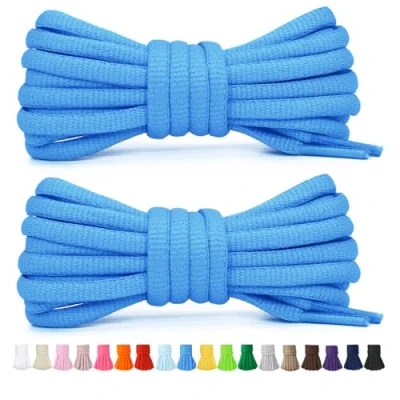 Afbeelding van Stepace 2 paar ronde schoenveters voor sportschoenen 60cm 200cm lengte 18 gekleurde Blauw 180