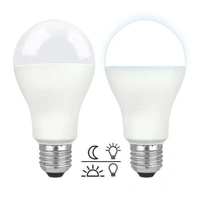 Afbeelding van LED schemerlamp E27 12W koudwit 6000K met lichtsensor, 1200LM, AC 230V, 160 graden, 100W vervanging, gloeilampen schemeringssensor voor buitenlamp entree tuin set van 2