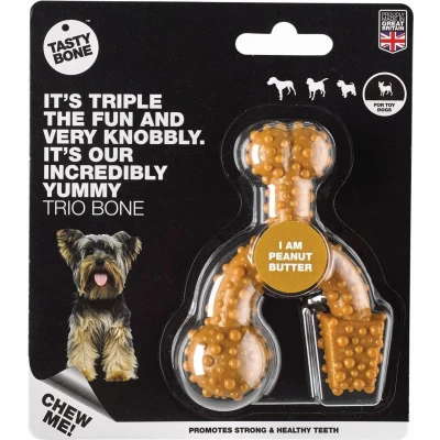 Afbeelding van TastyBone Toy Trio Bone Peanut Butter Hond Kauwspeelgoed Vegan Kluif Nylabone