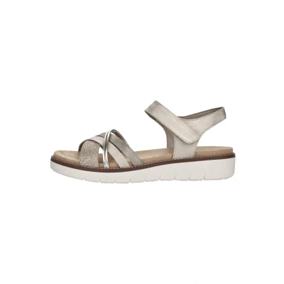 Afbeelding van Remonte Sandalen met sleehak Clay metallic/gold shell pearl, Dames, Maat: 42, pearl Hoogwaardig imitatieleer