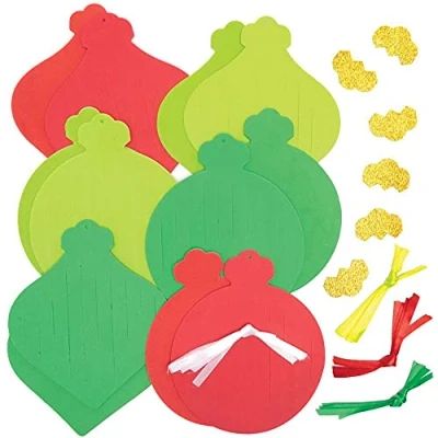 Afbeelding van Baker Ross FE912Kerstbal weef decoratie set pak van 6, Introducerend naaien voor beginners en kinderen. Ideaal kerst knutsel project kinderen