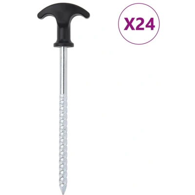 Afbeelding van vidaXL Tentharingen 24 st Ø7 mm 17 cm gegalvaniseerd staal