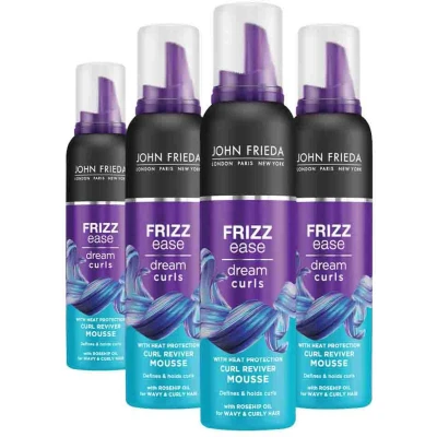 Afbeelding van 4x John Frieda Frizz Ease Dream Curls Reviver Mousse 200 ml