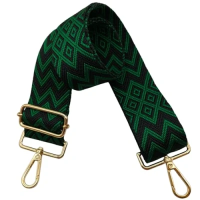Afbeelding van Schouderriem voor tas, 5 cm, brede riem, schoudertas, verstelbaar, schouderriem, verwisselbare handtas met goudkleurige gesp, dames, doe het zelf, accessoires (zwart/groen), 12