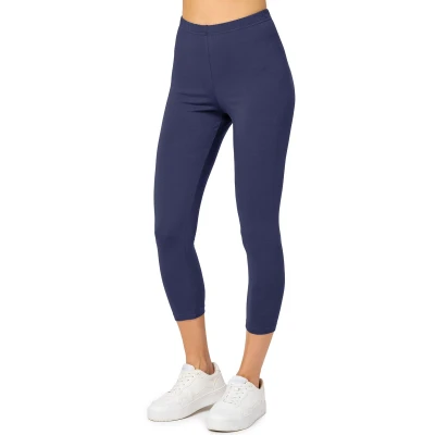 Afbeelding van Merry Style MS MS10 199 LE Dames Capri Leggings Sport Vrijetijdsbroek 3/4 Lengte Katoen Sporbroek Yogabroek Marineblauw L