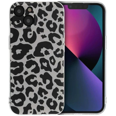 Afbeelding van Apple iPhone 13 Hoesje Siliconen en TPU (zacht) iMoshion Softcase/Backcover Leopard Transparent Telefoonhoesje