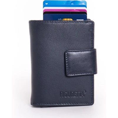Afbeelding van Figuretta Cardprotector Leren Portemonnee met RFID Bescherming Heren Billfold Blauw