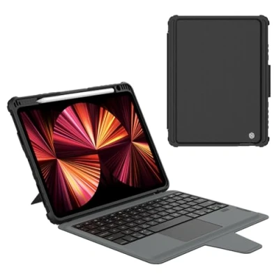 Afbeelding van Tablet toetsenbord hoes geschikt voor Apple iPad Air 11 (2024) / 10.9 (2022 2020) QWERTY keyboard case Zwart