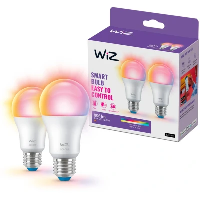 Afbeelding van WiZ Lamp Slimme Led Verlichting Gekleurd en Wit Licht E27 60W Mat WiFi 2 stuks