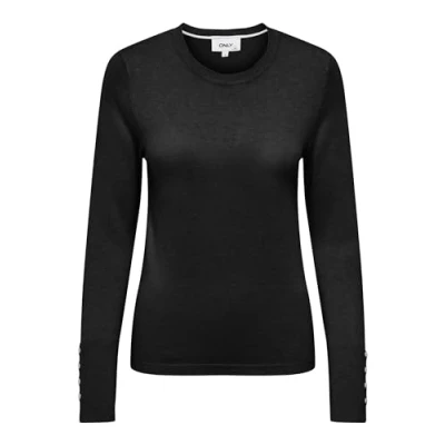 Afbeelding van Only Trui Onljulie Life Ls Button O neck Cc K 15310590 Black Dames Maat S