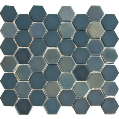 Afbeelding van The Mosaic Factory Valencia Blauw Hexagon 4,3x4,9 cm