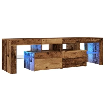 Afbeelding van vidaXL Tv meubel met LED 140x36,5x40 cm bewerkt hout oud hout, standaard, mediakast, console, hifi kast, entertainmentcentrum, kast