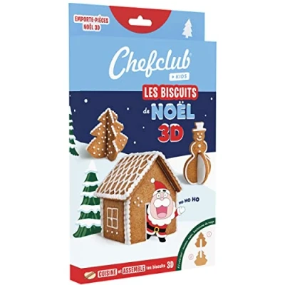 Afbeelding van Chefclub Kids uitsteekvormen 3D kerstkoekjes voor originele koekjes met kinderen: dennen, sneeuwpop en kerstmanhuis