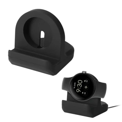 Afbeelding van kwmobile Horloge standaard geschikt voor Google Pixel Watch 2 Laadstation Oplaad houder Lichtgewicht siliconen in zwart