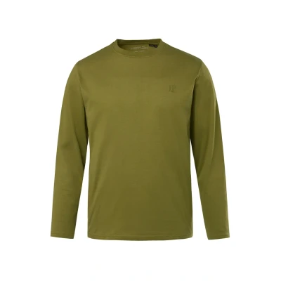 Afbeelding van JP1880 MIT Logorundhals Regular FIT Longsleeve, Heren, Maat: 6XL, Cactus