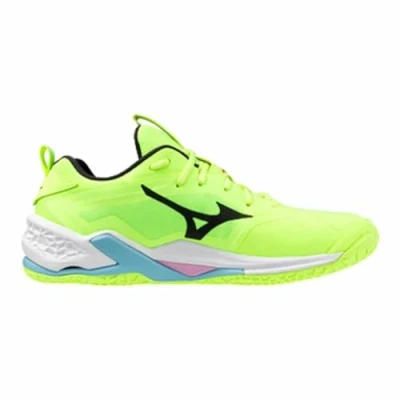 Afbeelding van Mizuno WAVE STEALTH neo 2 Handbalschoenen lime/black/splish splash Dames/Heren Maat 42