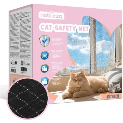 Afbeelding van Nobleza Kattennet voor balkon, 8 x 3 m, transparant kattennet, ramen, balkonnet katten zonder boren, balkons, terrassen en met bevestigingskoord accessoires