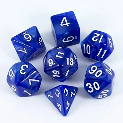 Afbeelding van BOBOZHONG Polyedrische dobbelstenen, 7 stuks DND set gelaagde polyhedral D &amp; dobbelstenen voor Dungeons en Dragons RPG MTG tafelspellen (blauw)