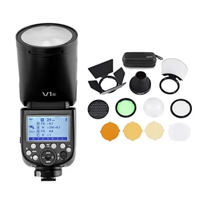 Afbeelding van Godox V1S Camera Flash Speedlite Speedlight Ronde Kop Draadloze 2.4G Fresnel Zoom voor Sony a7RII a7R a58 a99 ILCE6000L a7RIII a7R3 a9 a77II a77 a350 Camera&#039;s + AK R1 Zakflitslicht Accessoires Kit