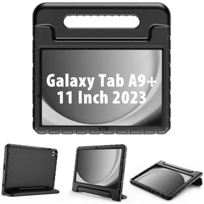 Afbeelding van ProCase Kids hoes voor de Samsung Galaxy Tab A9+ / A9 Plus 11 inch 2023 (SM X210), lichte kinderhoes met kickstand, schokbestendig, robuust, beschermhoes, omvormbaar, handgreep, standaard, zwart