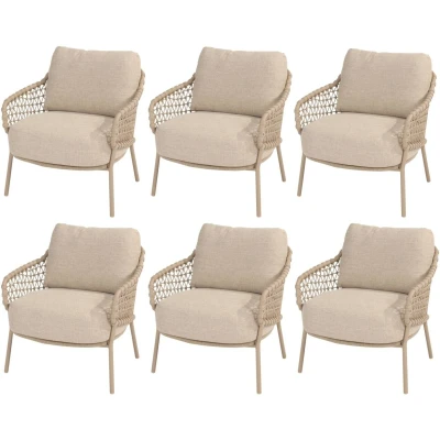 Afbeelding van Sardinia low dining tuinstoel latte 4 Seasons Outdoor set van 6