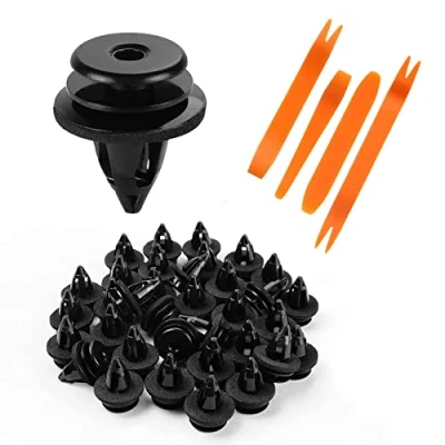 Afbeelding van URAQT Auto Retainer Clips, 50 PCS Deurbekleding Klemmen Plastic Deurpaneel Clips Universele Push Pin Fastener Klinknagels Deur Bumper Fender Reparatie met 4 Verwijderingstool
