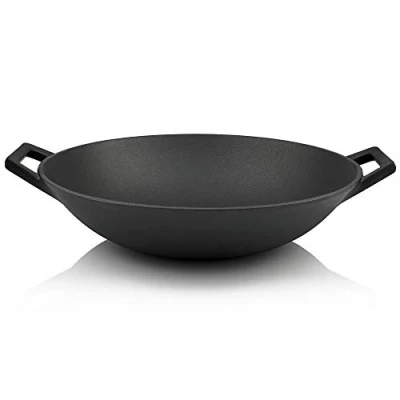 Afbeelding van BBQ Toro gietijzeren wok, diameter 35,5 cm, wokpan, pan, geschikt voor inductie