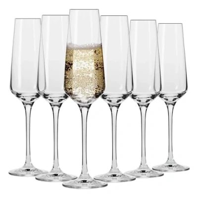 Afbeelding van KROSNO Kristal Champagne Fluitglas Set van 6 180 ML Avant Garde Collectie Perfect voor Thuis, Restaurants en Feesten Vaatwasser Veilig