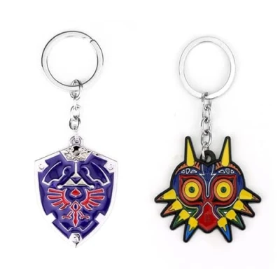 Afbeelding van Yerdos Zelda&#039;s Legend Majora &amp; Hylian Shield sleutelhanger (Unisex volwassenen, metallic mix, 2 stuks), Meng, Eén maat