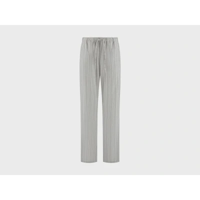 Afbeelding van Yumeko pyjamabroek dames velvet flanel lichtgrijs/wit stripe m