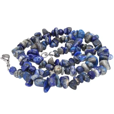 Afbeelding van Lebensquelle Plus Lapis Lazuli Splinterketting, 45 cm lang, hoogwaardige edelsteenketting met sluiting, Roestvrij staal, Geen edelsteen