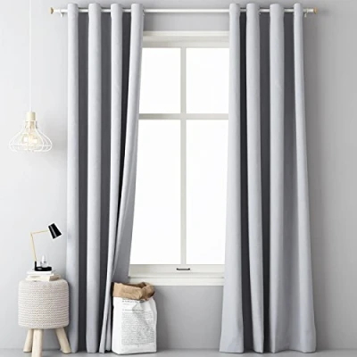 Afbeelding van JEMIDI ondoorzichtig gordijn met ringen 140 x 250 cm 1 stuk Kant en klaar Grijs