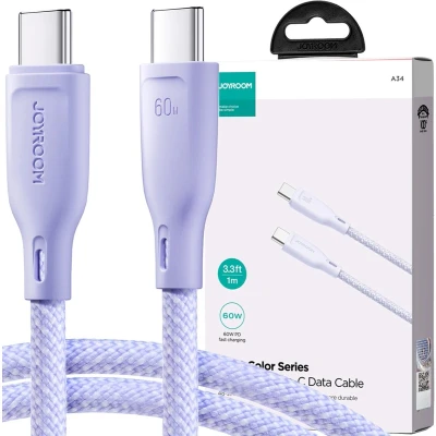 Afbeelding van Joyroom Multi Color Series SA34 CC3 USB C / kabel 60W snelle overdracht 1m Paars