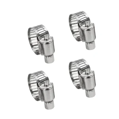 Afbeelding van Slangklemmen, 4 stuks, roestvrijstalen klemmen, buisklemmen, verstelbaar spanbereik 10 16 mm, slangclips, slangklemmen voor het vastzetten van slangen en buizen