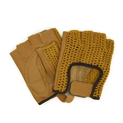 Afbeelding van Adapter Universe Retro lederen vingerloze autohandschoenen, fiets, camel, bruin