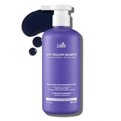 Afbeelding van LA&#039;DOR Anti gele shampoo 300 ml donkerpaars pigment heractralisering verkleuring gebleekt gehydrolyseerd proteïne vocht ondersteuning beschadigd