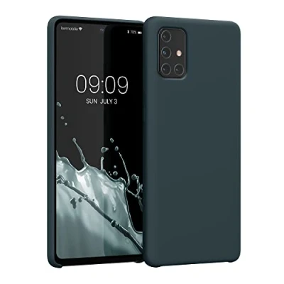Afbeelding van kwmobile telefoonhoesje geschikt voor Samsung Galaxy A71 Hoesje met siliconen coating Smartphone case in leisteen