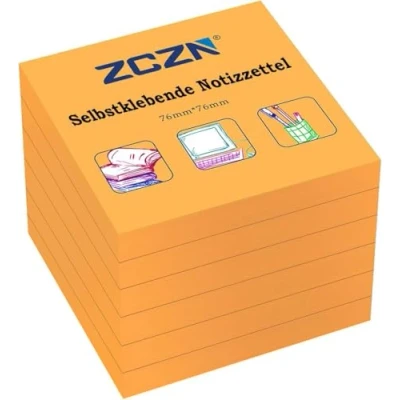 Afbeelding van ZCZN zelfklevende notitieblaadjes, 6 blokken, 80 vellen, 76 x mm, oranje