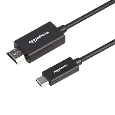 Afbeelding van Amazon Basics Adapterkabel, hoogwaardig, aluminium, USB C (bron) naar HDMI (display), compatibel met Thunderbolt 3, 4 K tot 60 Hz, 0,9 m, zwart