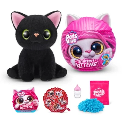 Afbeelding van Pets Alive Smitten Kittens Surprise, Lucky, Nurture Play, Knuffels uitpakken, interactief, 10 geluiden, ultrazachte knuffels, Adopteer elektronisch katje voor huisdieren (Lucky)