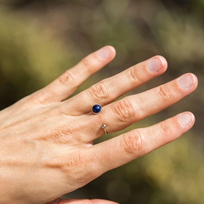 Afbeelding van Zentana Lapis Lazuli Ring 925 Sterling Zilverkleurig Open Edelsteen Creativiteit