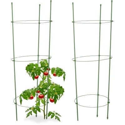 Afbeelding van Relaxdays 6x plantensteun tomaten set klimplantensteun rankhulp tomatentoren