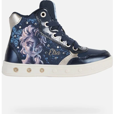 Afbeelding van Geox Disney Frozen ELSA Skylin GIRL Sneakers hoog voor kinderen, Maat: 30, Navy/platinum Imitatieleer/ textiel