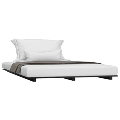 Afbeelding van Bedframe massief grenenhout zwart 140x190 cm