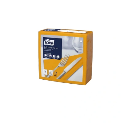 Afbeelding van Tork Soft Dinnerservet 39x39cm 3 laags 1/4 vouw Oranje 477915
