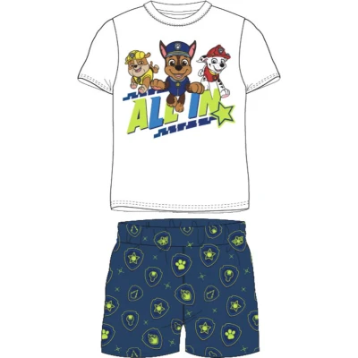 Afbeelding van Paw Patrol Shortama Katoen Wit/Blauw Maat 122