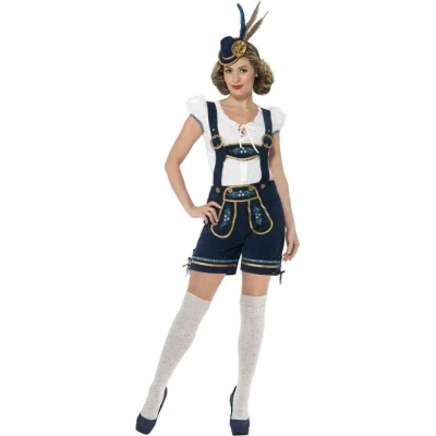 Afbeelding van Traditionele Oktoberfest kostuum blauw vrouw Maatkeuze: Maat S